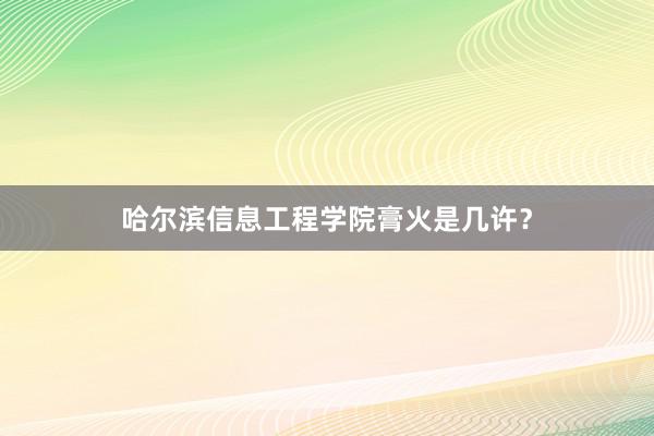 哈尔滨信息工程学院膏火是几许？